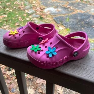 Crocs kids baya clogs pink with flower Jibbitz size c12